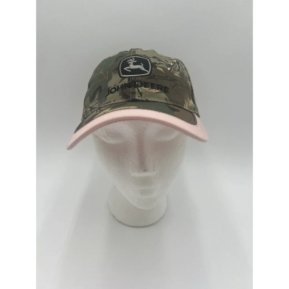John Deere Camo Pink Snapback Hat Deer Season Logo Adjustable